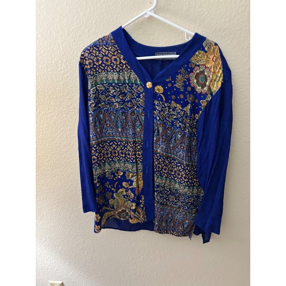 Norton McNaughton Petites Royal Blue Mixed Floral  Blouse
A1103